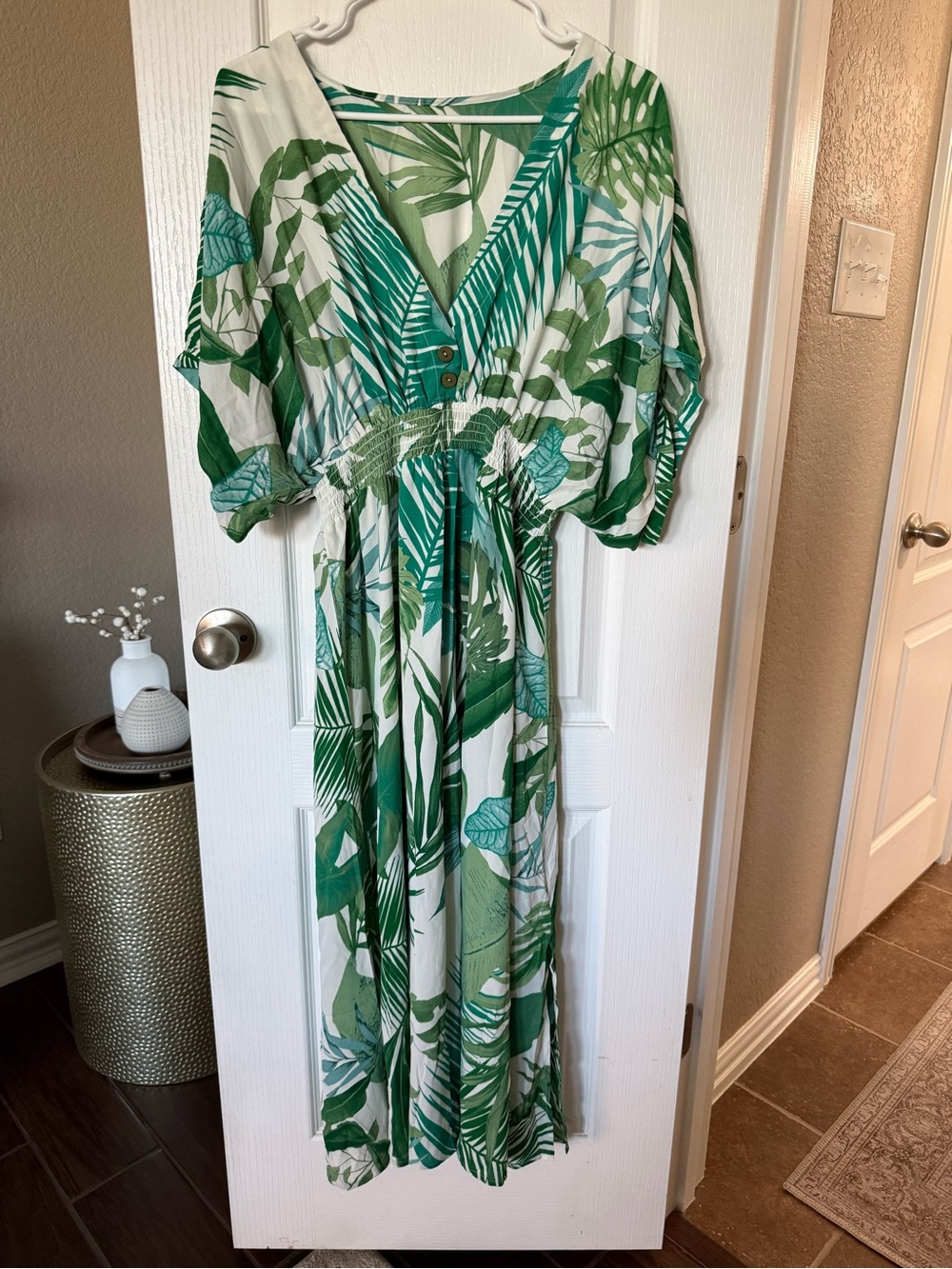 Cupshe Green Tropical Leaf Print V-Neck One-Piece